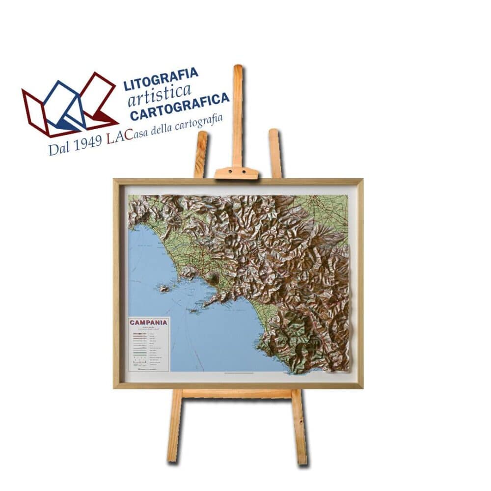 Campania - Carta in rilievo 64 x 76 cm scala 1:300.000