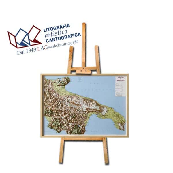 Puglia - Basilicata Carta in rilievo 70 x 96 cm scala 1:350.000