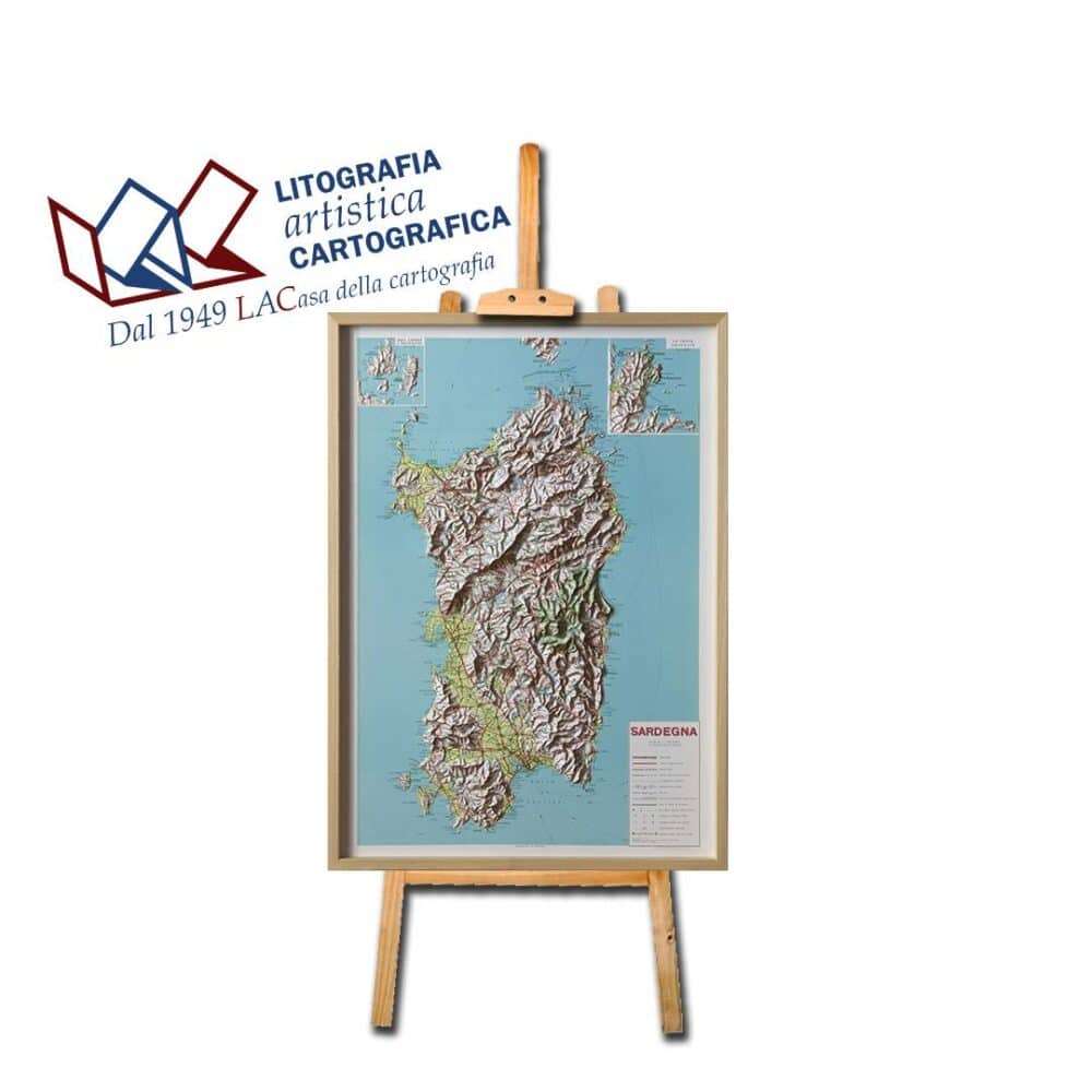Sardegna - Carta in rilievo 68 x 93 cm scala 1:350.000