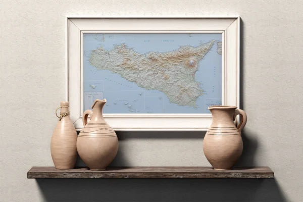 Sicilia - Carta in rilievo 68 x 93 cm scala 1:350.000