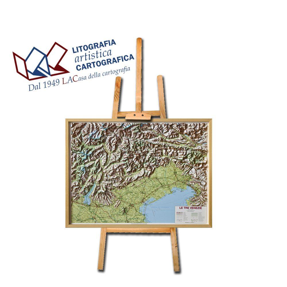 Tre Venezie - Carta in rilievo 69 x 94 cm scala 1:350.000