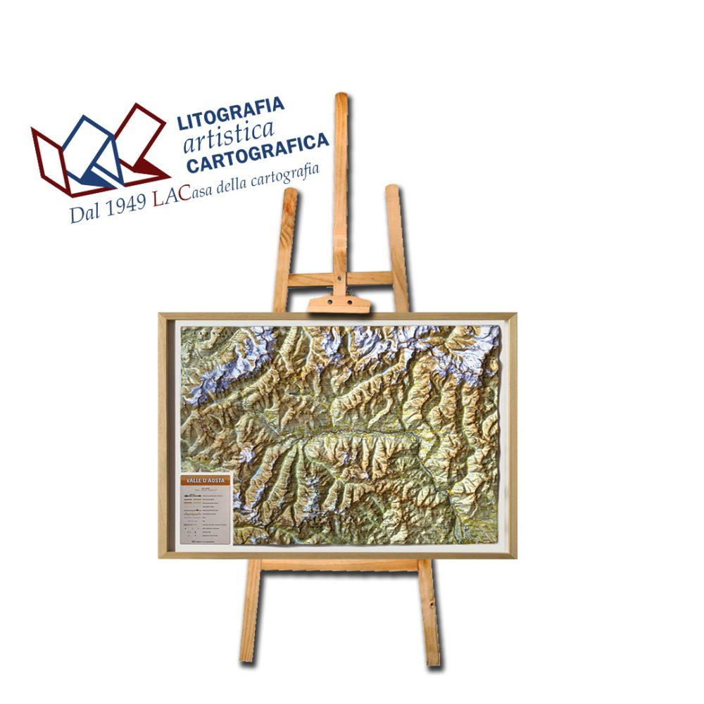 Valle d'Aosta - Carta in rilievo 63 x 86 cm scala 1:125.000