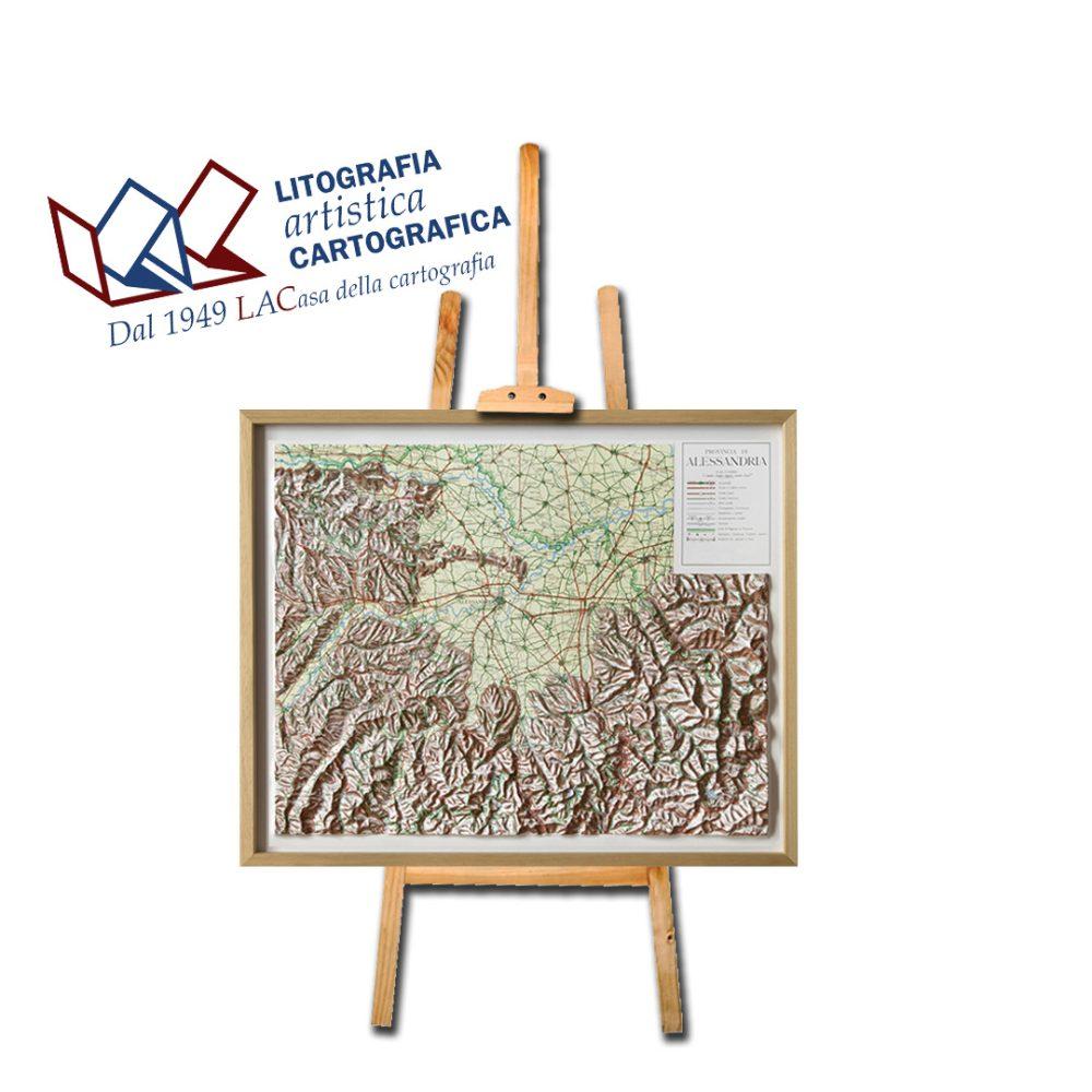 Alessandria - Carta in rilievo 64 x 78 cm scala 1:150.000
