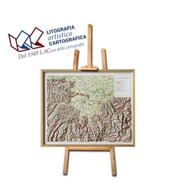 Alessandria - Carta in rilievo 64 x 78 cm scala 1:150.000