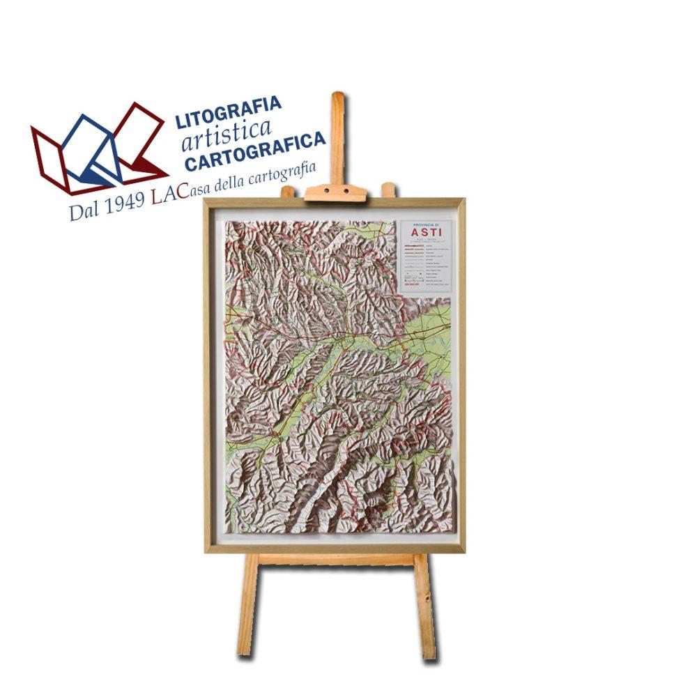 Asti - Carta in rilievo 56 x 76 cm scala 1:100.000