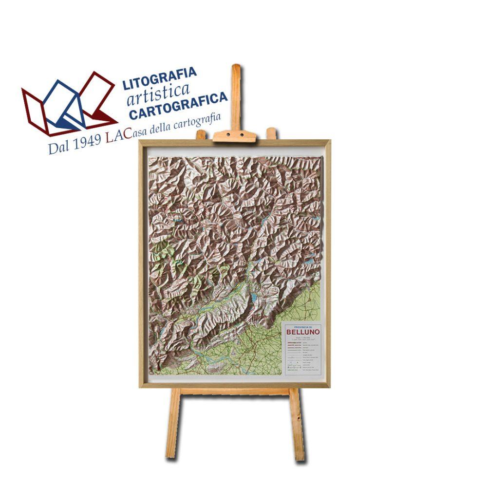 Belluno - Carta in rilievo 68 x 81cm scala 1:150.000