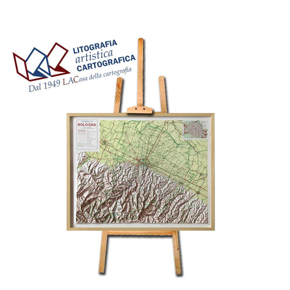 Bologna - Carta in rilievo 63 x 78 cm scala 1:150.000