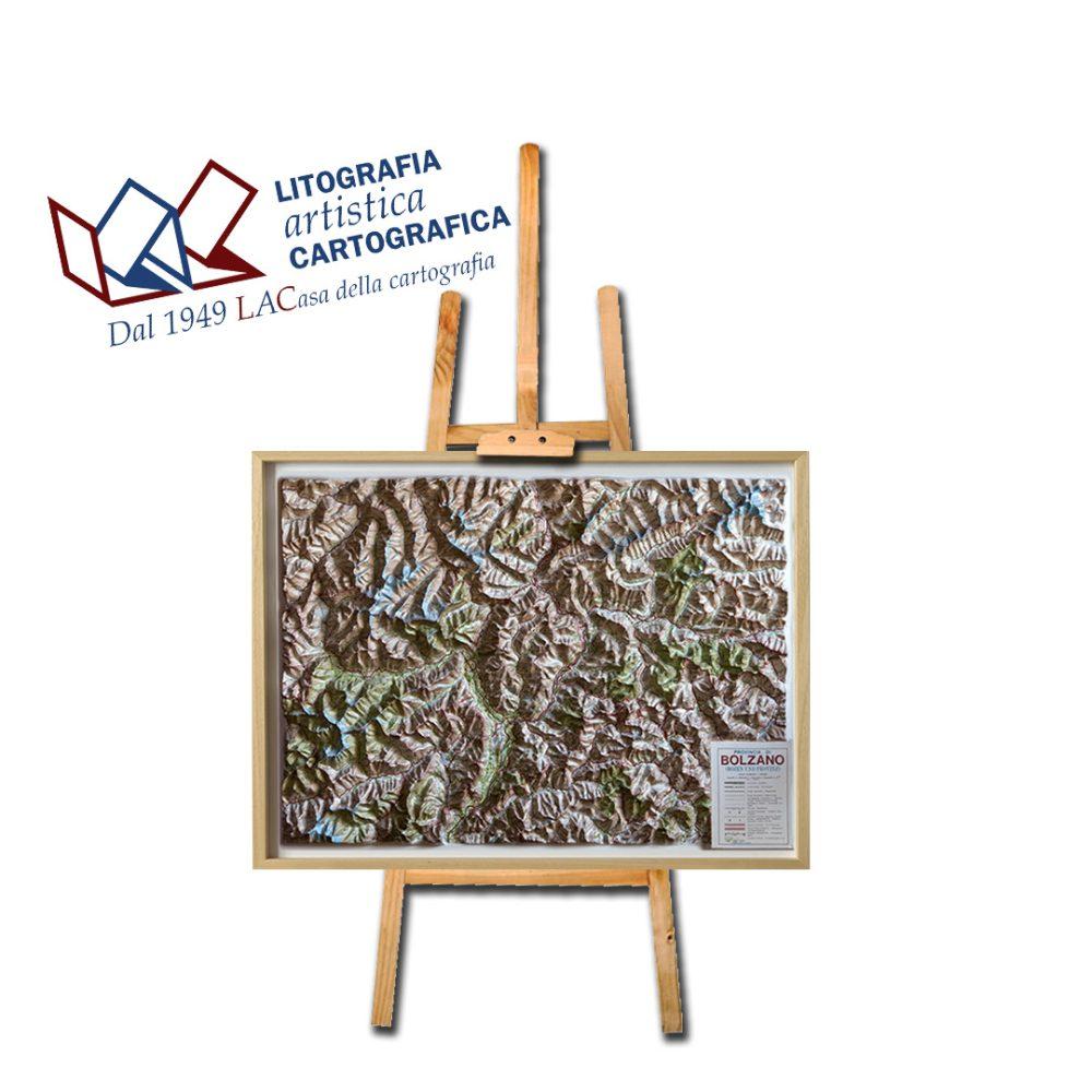 Bolzano - Carta in rilievo 66 x 91 cm scala 1:200.000