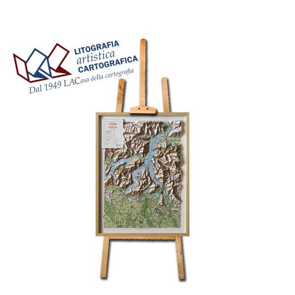 Como e lecco - Carta in rilievo 60 x 79 cm scala 1:100.000