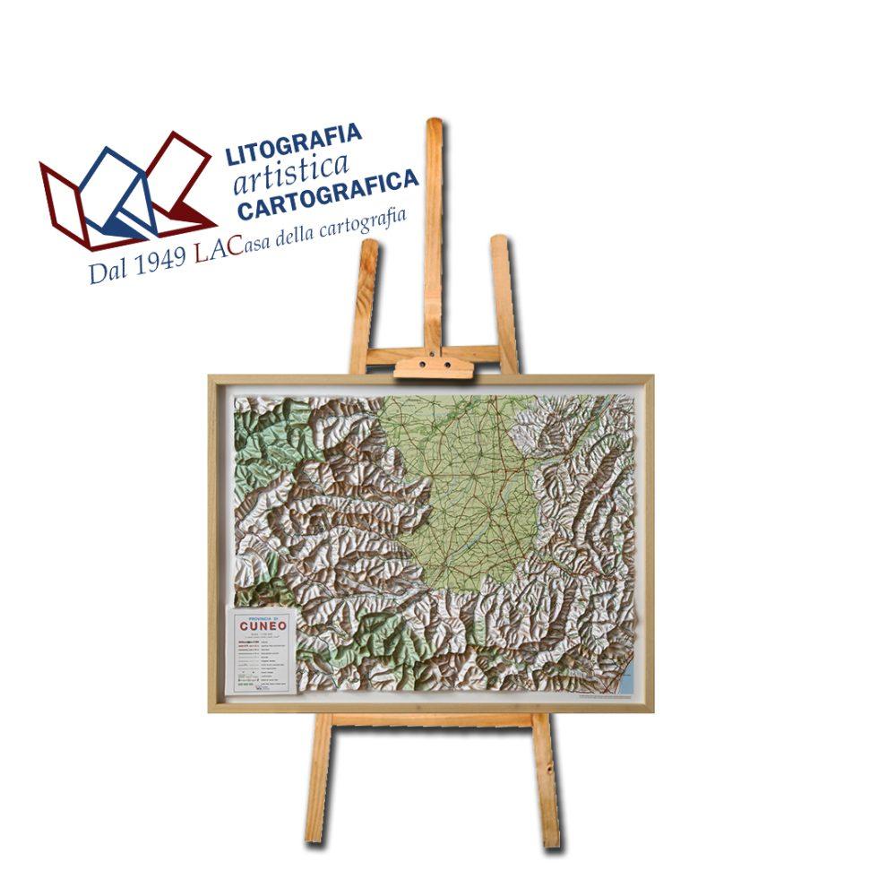 Cuneo - Carta in rilievo 70 x 92 cm scala 1:150.000