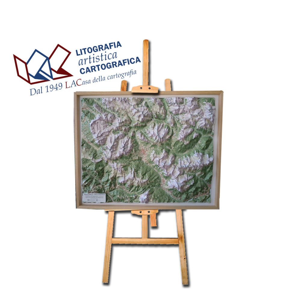 Dolomiti-Cortina d’Ampezzo e dintorni - Carta in rilievo 67 x 83 cm scala 1:50.000
