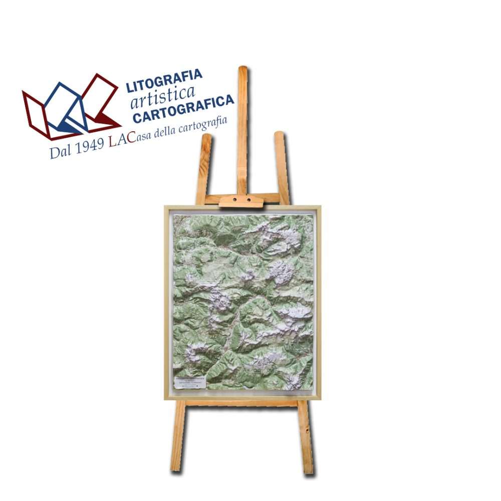 Dolomiti - Val di Fassa e Val Gardena - Carta in rilievo 67 x 83 cm scala 1:50.000