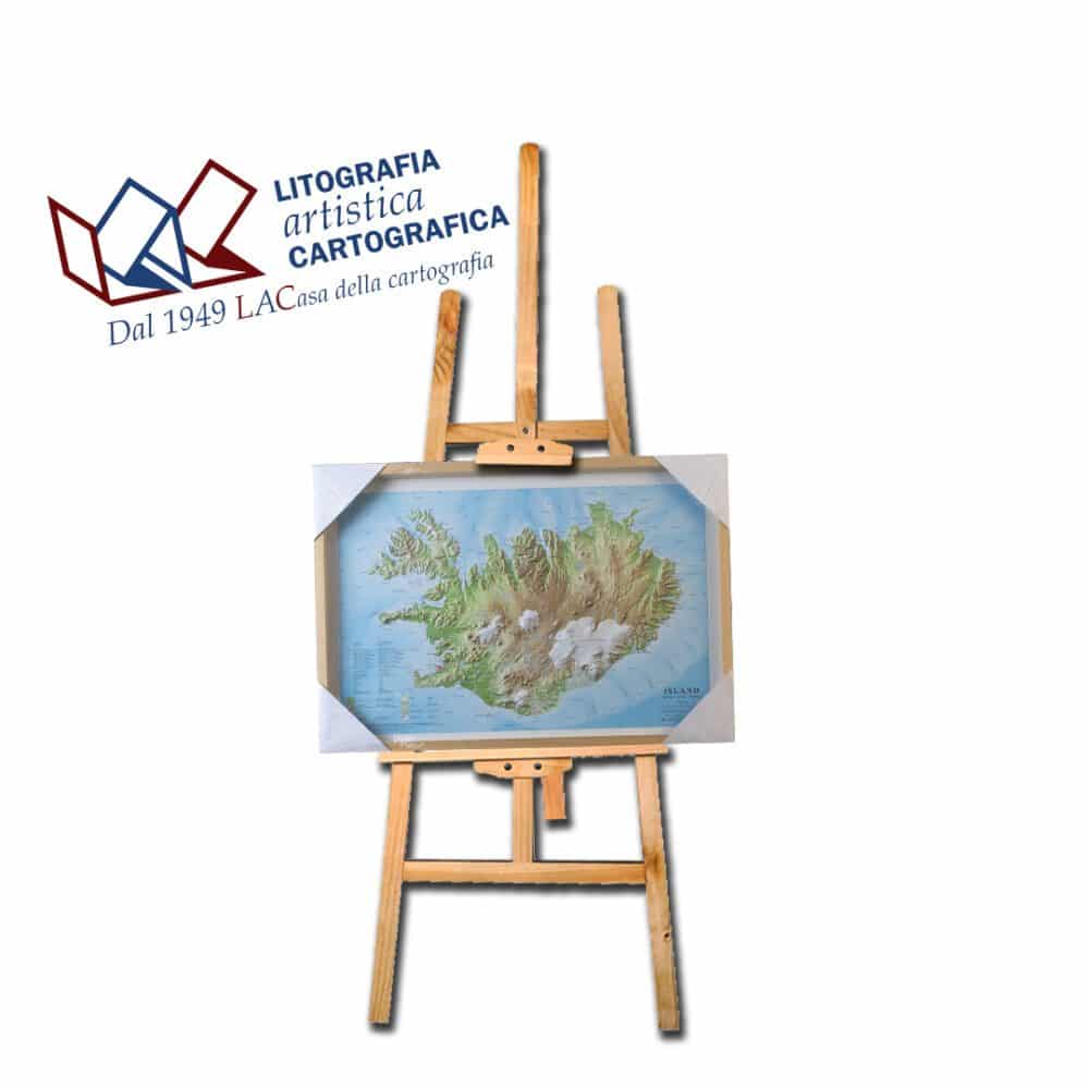 Islanda (islandese) - Carta in rilievo dell'Islanda 47 x 67 cm scala 1:1.000.000