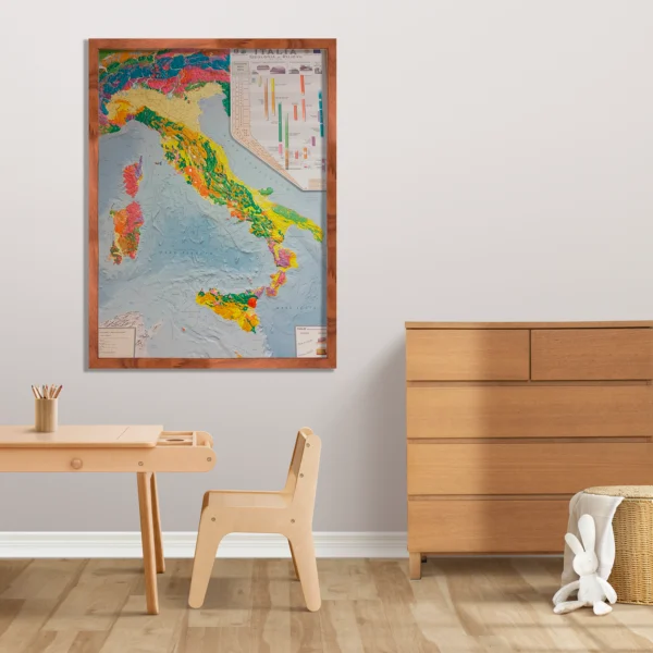 Italia - Carta in rilievo 89 x 117 cm scala 1:1.250.000