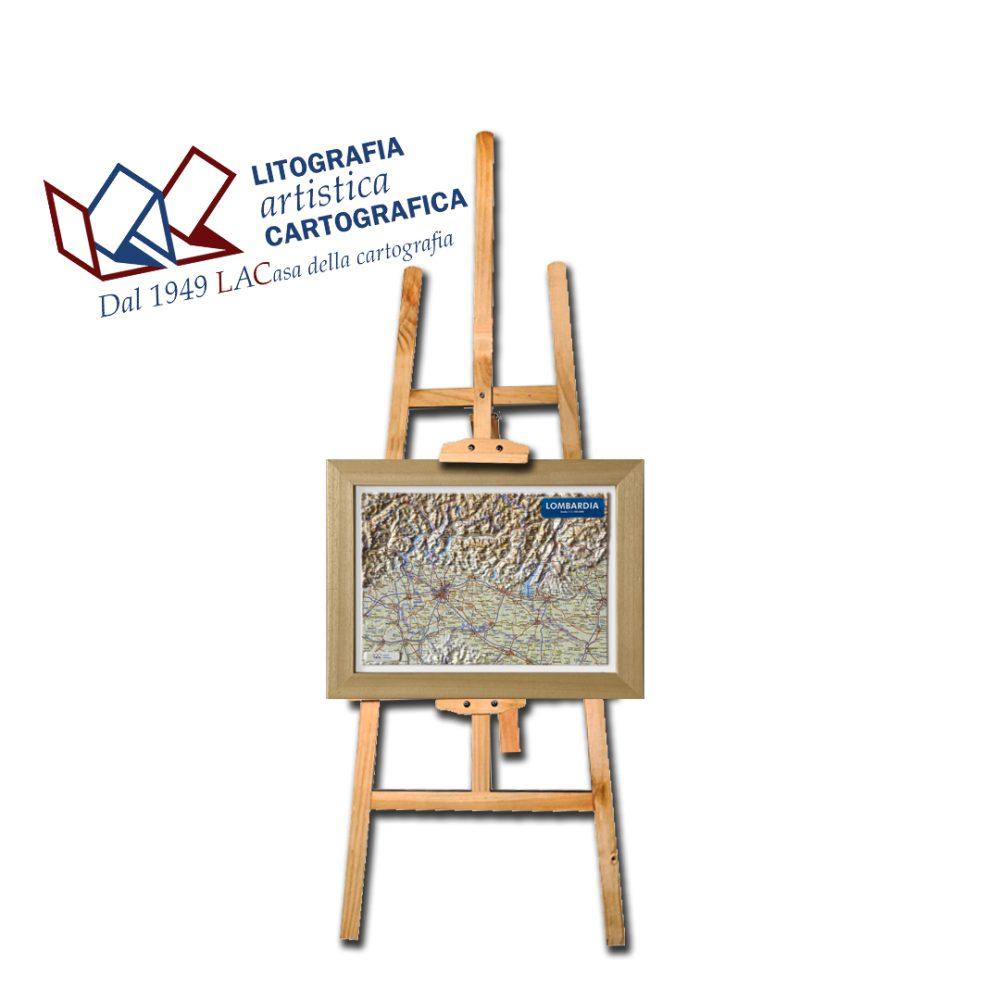 Lombardia - Carta in rilievo A4 21 x 29,7 cm scala 1:1.100.000