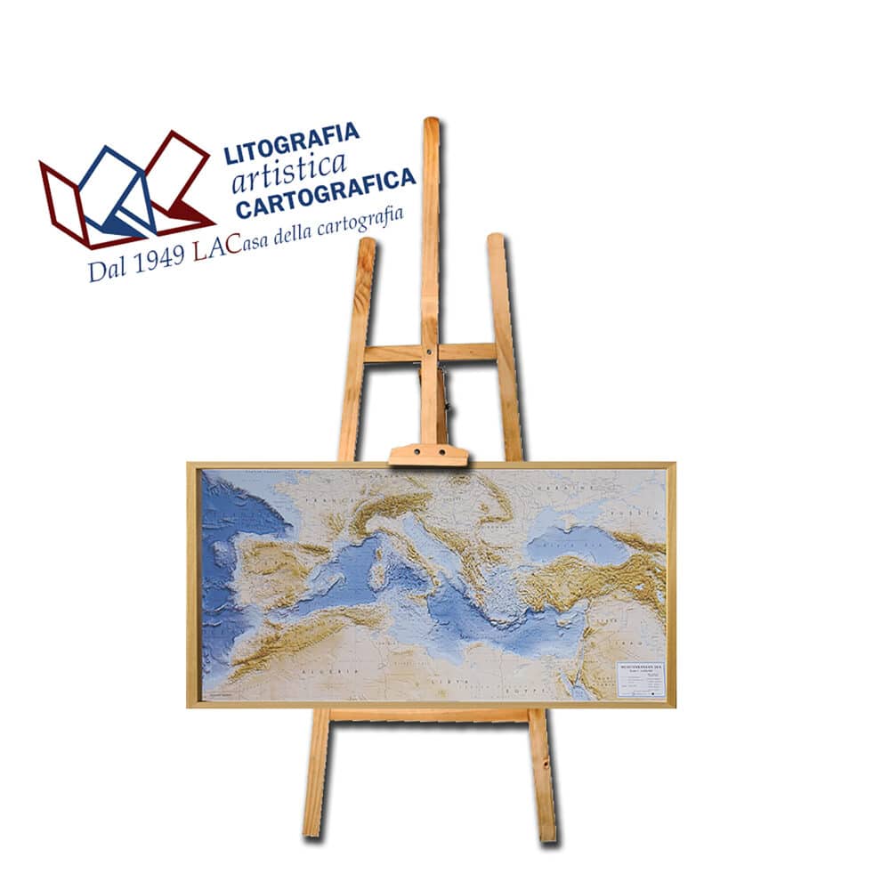 Mediterranean Sea - Carta in rilievo 67 x 124 cm scala 1:4.400.000