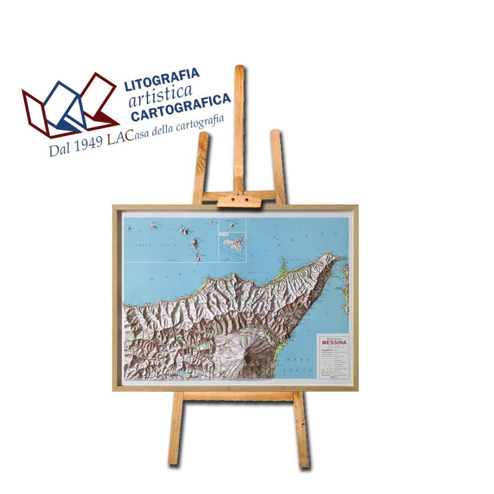 Messina - Carta in rilievo 70 x 93 cm scala 1:150.000