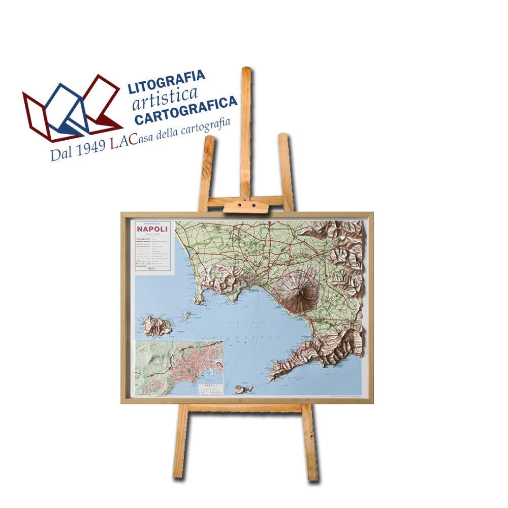 Napoli - Carta in rilievo 63 x 78 cm scala 1:100.000