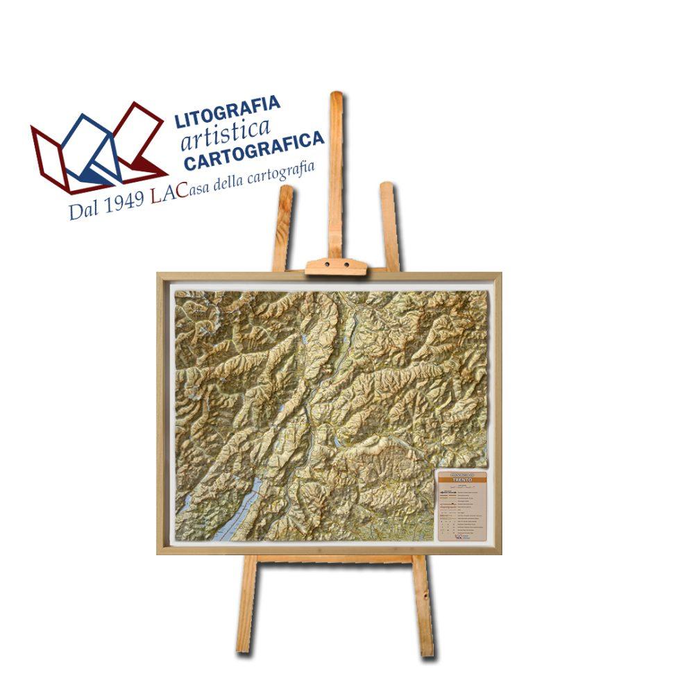 Trento - Carta in rilievo 68 x 82 cm scala 1:160.000