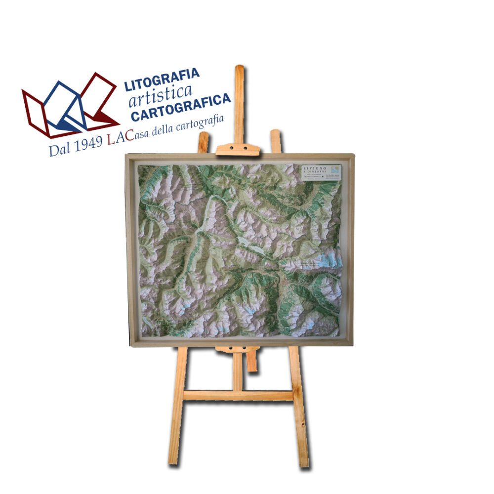 Livigno e dintorni - Carta in rilievo 68 x 79 cm scala 1:50.000