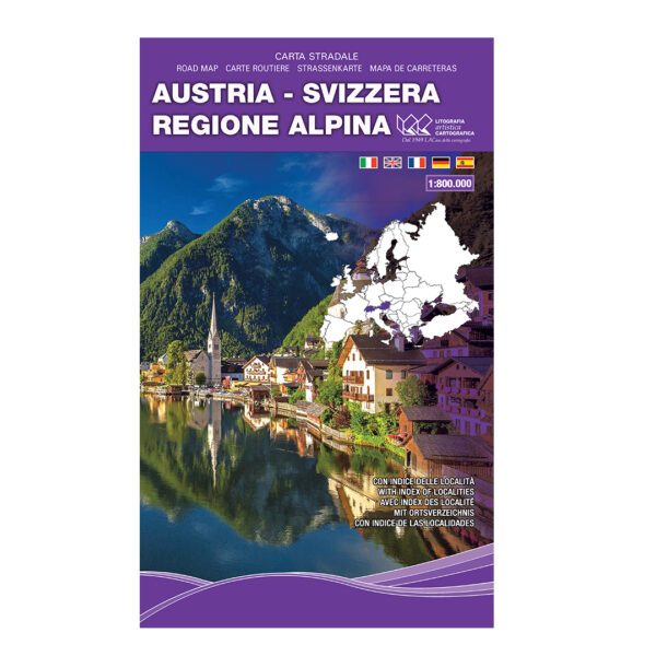 Austria - Svizzera Regione Alpina Carta tematica stradale internazionale scala 1:800.000