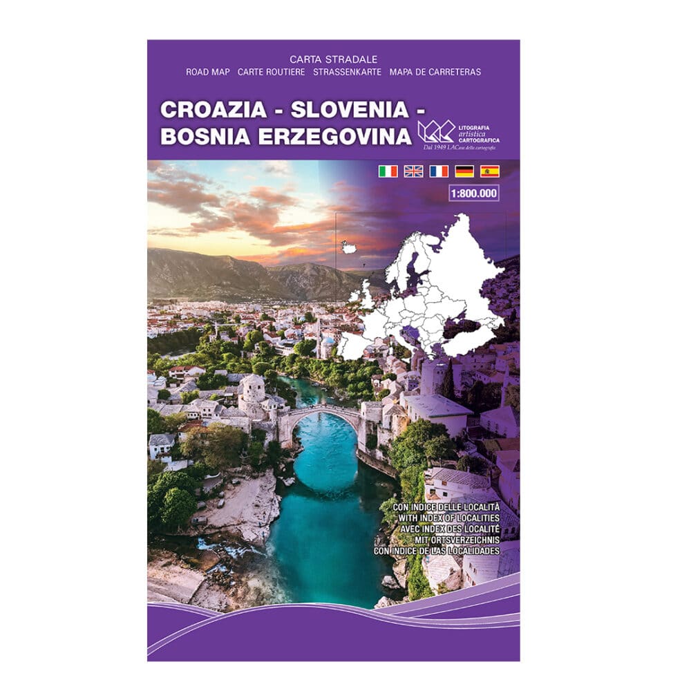 Croazia - Slovenia - Bosnia Erzegovina Carta tematica stradale internazionale scala 1:800.000