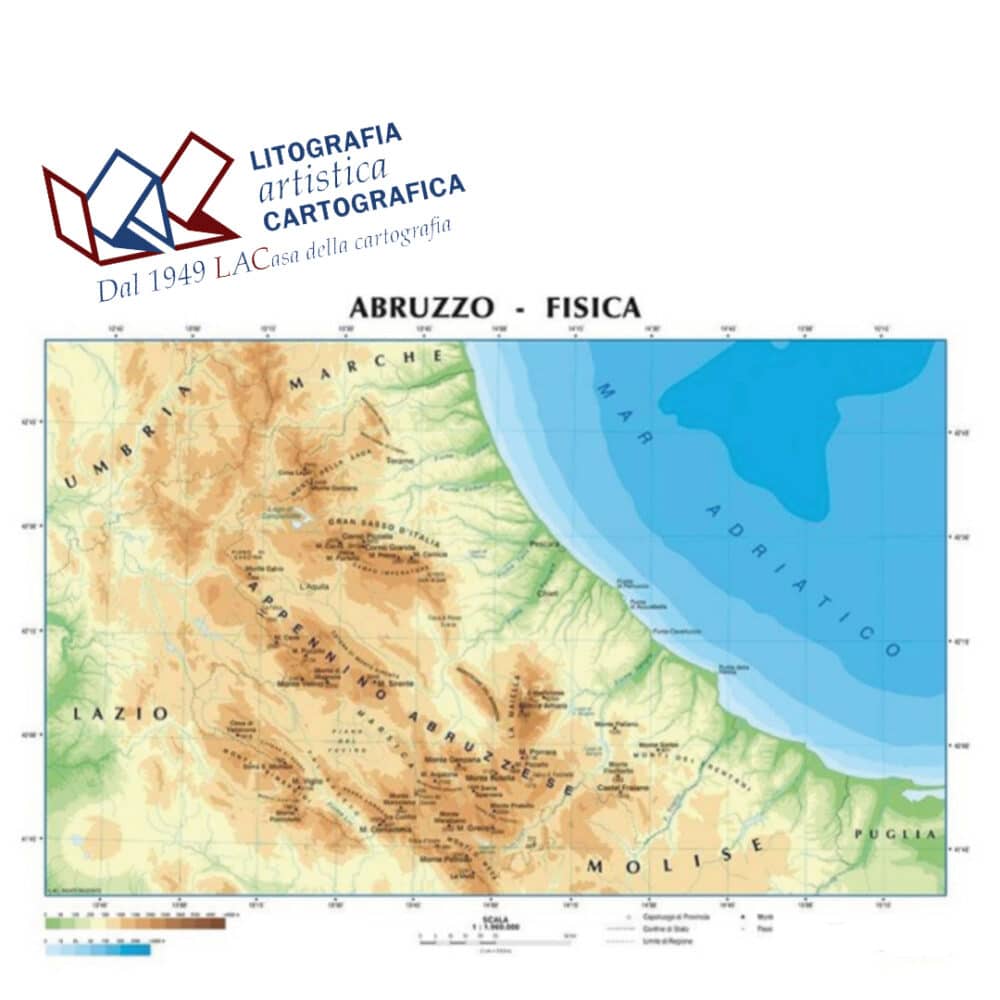 Abruzzo - Carte scolastiche murali 100 x 130 cm scala 1:200.000