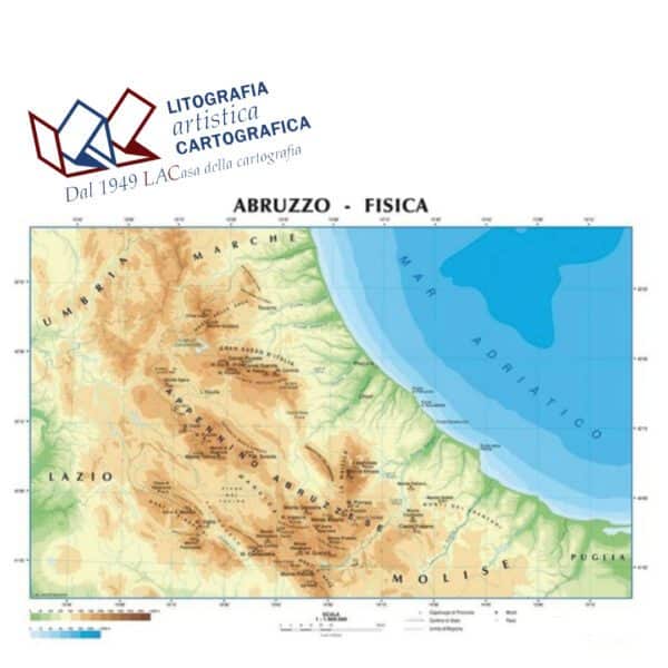 Abruzzo - Carte scolastiche da banco Italiane A4 scala 1:960.000