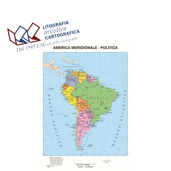 America Meridionale - Carte scolastiche murali 98 x 130 cm scala 1:8.000.000 - immagine 2