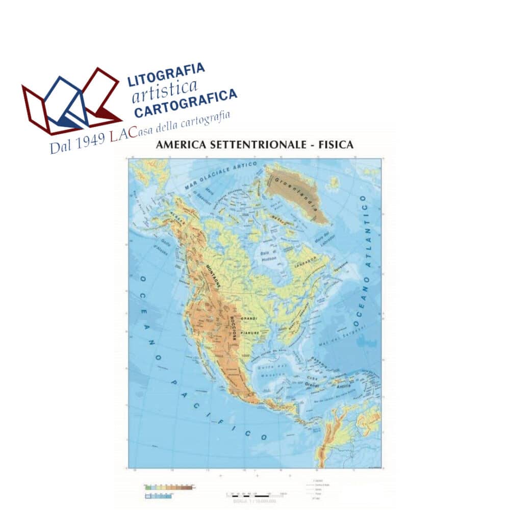America Settentrionale - Carte scolastiche da banco internazionali A4 scala 1:45.000.000