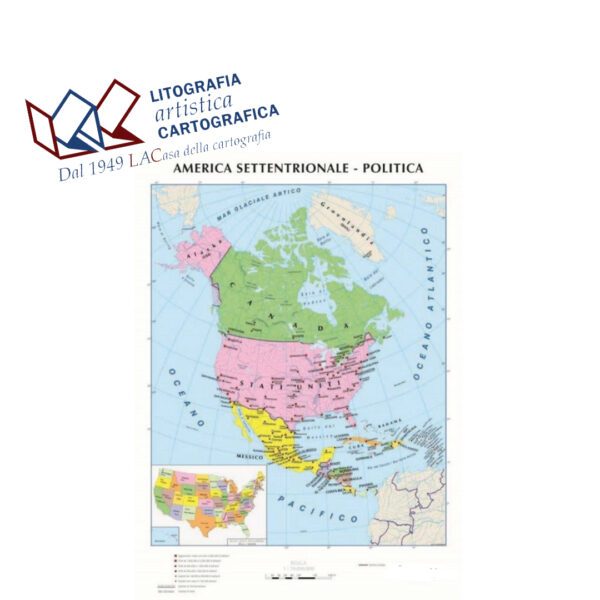 America Settentrionale - Carte scolastiche da banco internazionali A4 scala 1:45.000.000 - immagine 2