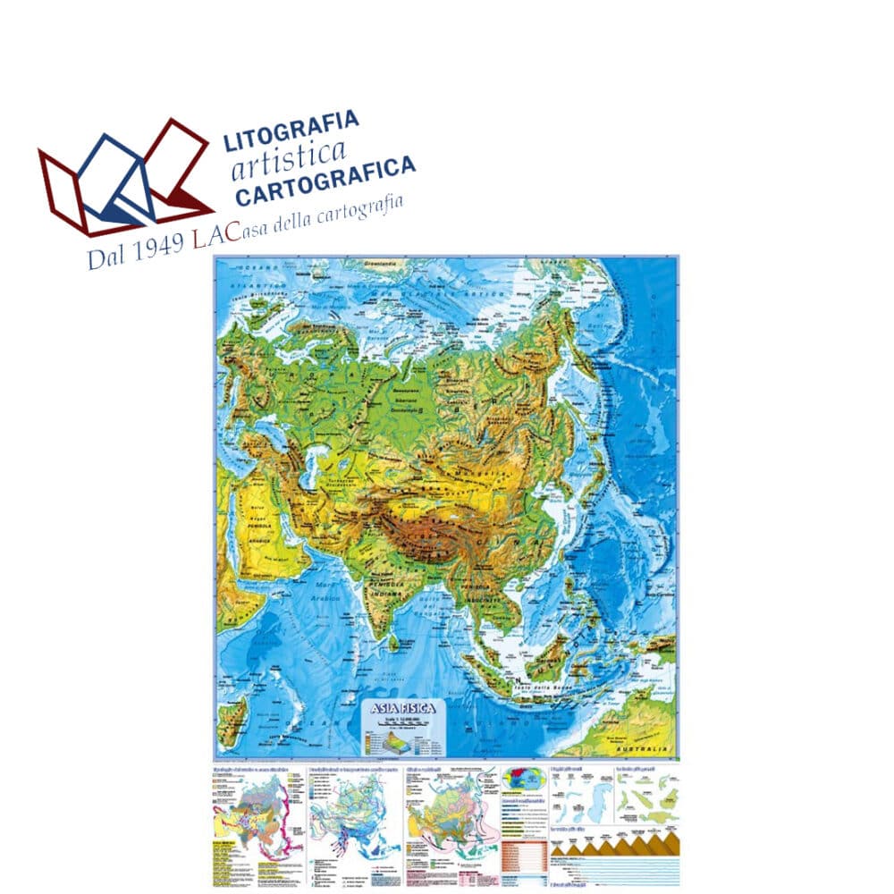 Asia - Carte scolastiche murali 98 x 138 cm scala 1:12.000.000