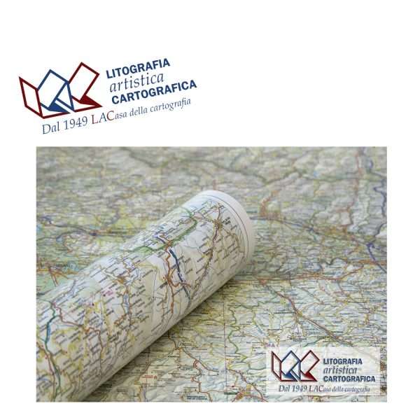 Lombardia - Carta murale stradale regionale 86 x 108 cm scala 1:250.000