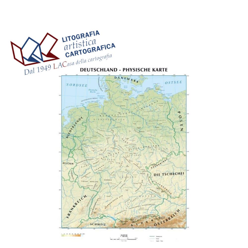 Deutschland (Tedesco) - Germania - Carte scolastiche murali 100 x 122 cm scala 1:800.000