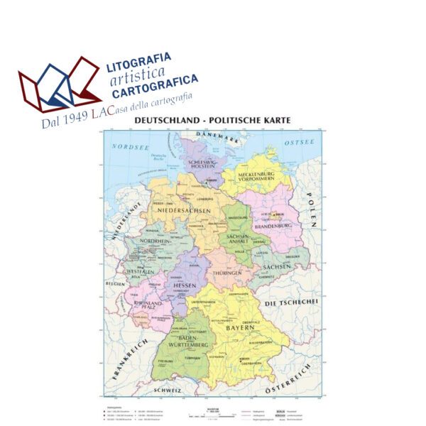 Deutschland (Tedesco) - Germania - Carte scolastiche murali 100 x 122 cm scala 1:800.000 - immagine 2