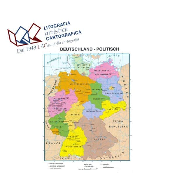 Deutschland (Tedesco) - Germania Carte scolastiche da banco internazionali A4 scala 1:36.000.000 - immagine 2