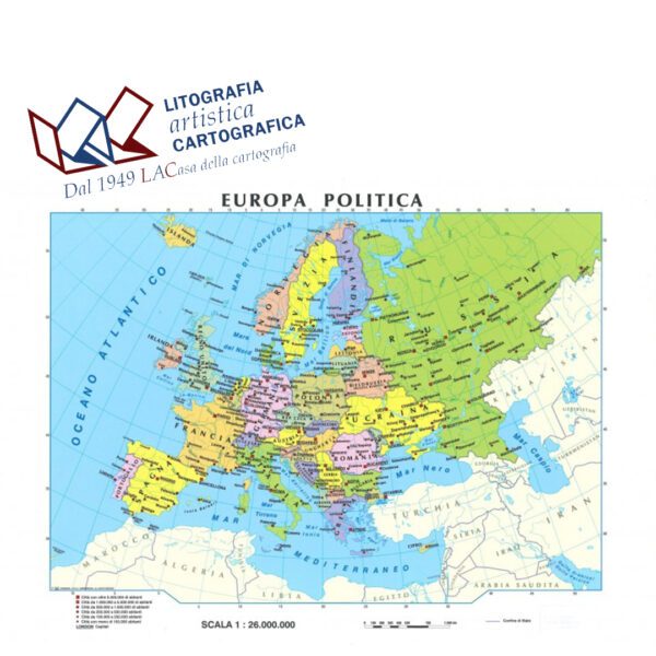 Europa - Carte scolastiche da banco internazionali A4 scala 1:26.000.000 - immagine 2
