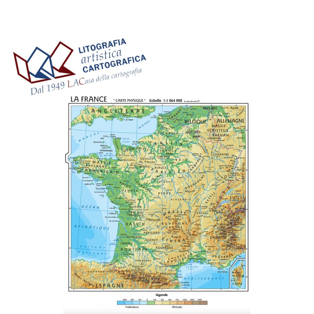 France (Francese) - Francia - Carte scolastiche murali 100 x 130 cm scala 1:1.100.000