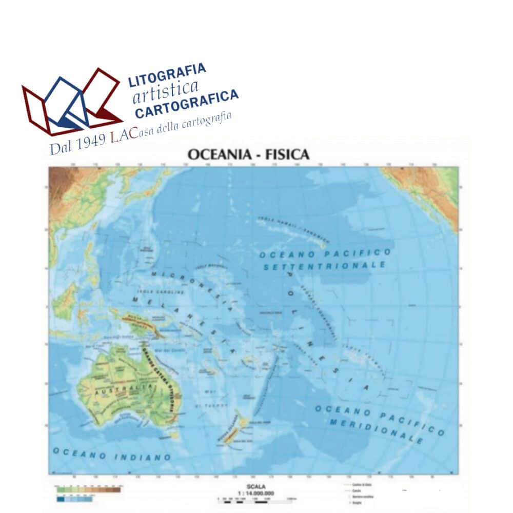 Oceania - Carte scolastiche murali 100 x 130 cm scala 1:14.000.000