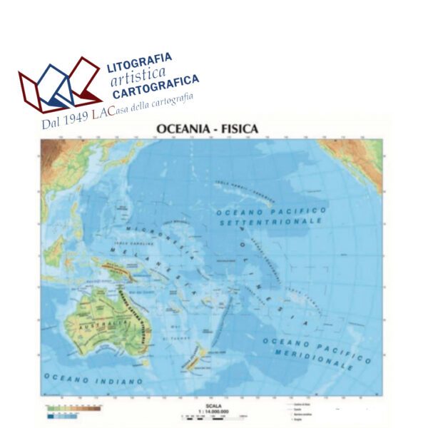 Oceania - Carte scolastiche murali 100 x 130 cm scala 1:14.000.000