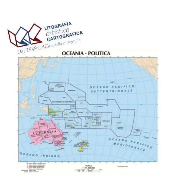 Oceania - Carte scolastiche murali 100 x 130 cm scala 1:14.000.000 - immagine 2