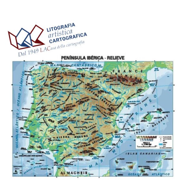 Península Ibèrica - Penisola Iberica Carte scolastiche da banco internazionali A4 scala 1:4.950.000