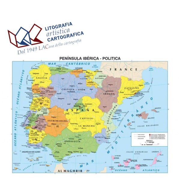 Península Ibèrica - Penisola Iberica - Carte scolastiche murali 98 x 137 cm scala 1:1.400.000 - immagine 2