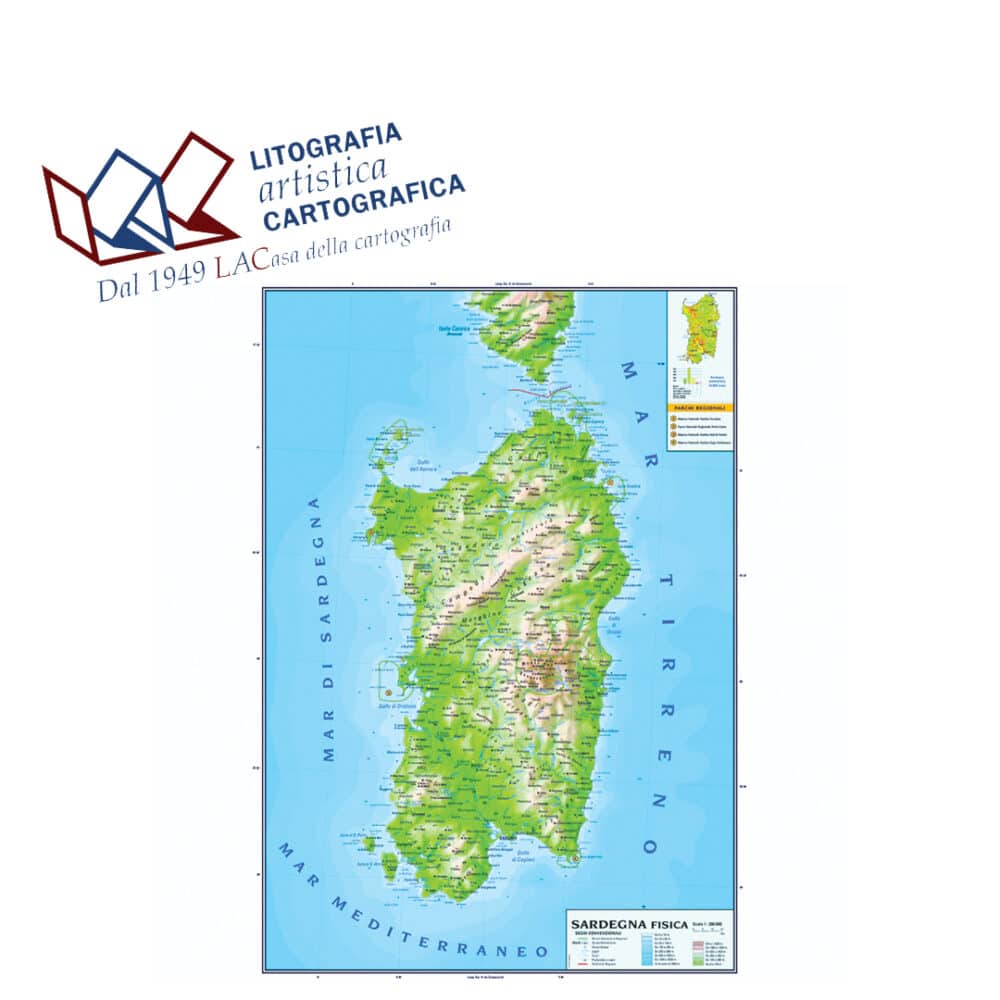 Sardegna - Carte scolastiche murali 98 x 138 cm scala 1:280.000