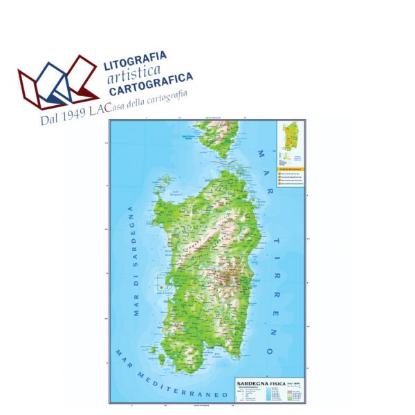 Sardegna - Carte scolastiche murali 98 x 138 cm scala 1:280.000