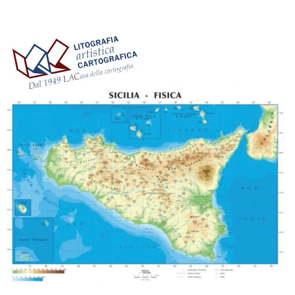 Sicilia - Carte scolastiche murali 98 x 130 cm scala 1:300.000