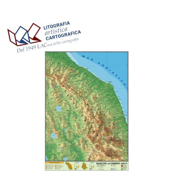 Umbria - Marche Carte scolastiche da banco Italiane A4 scala 1:720.000