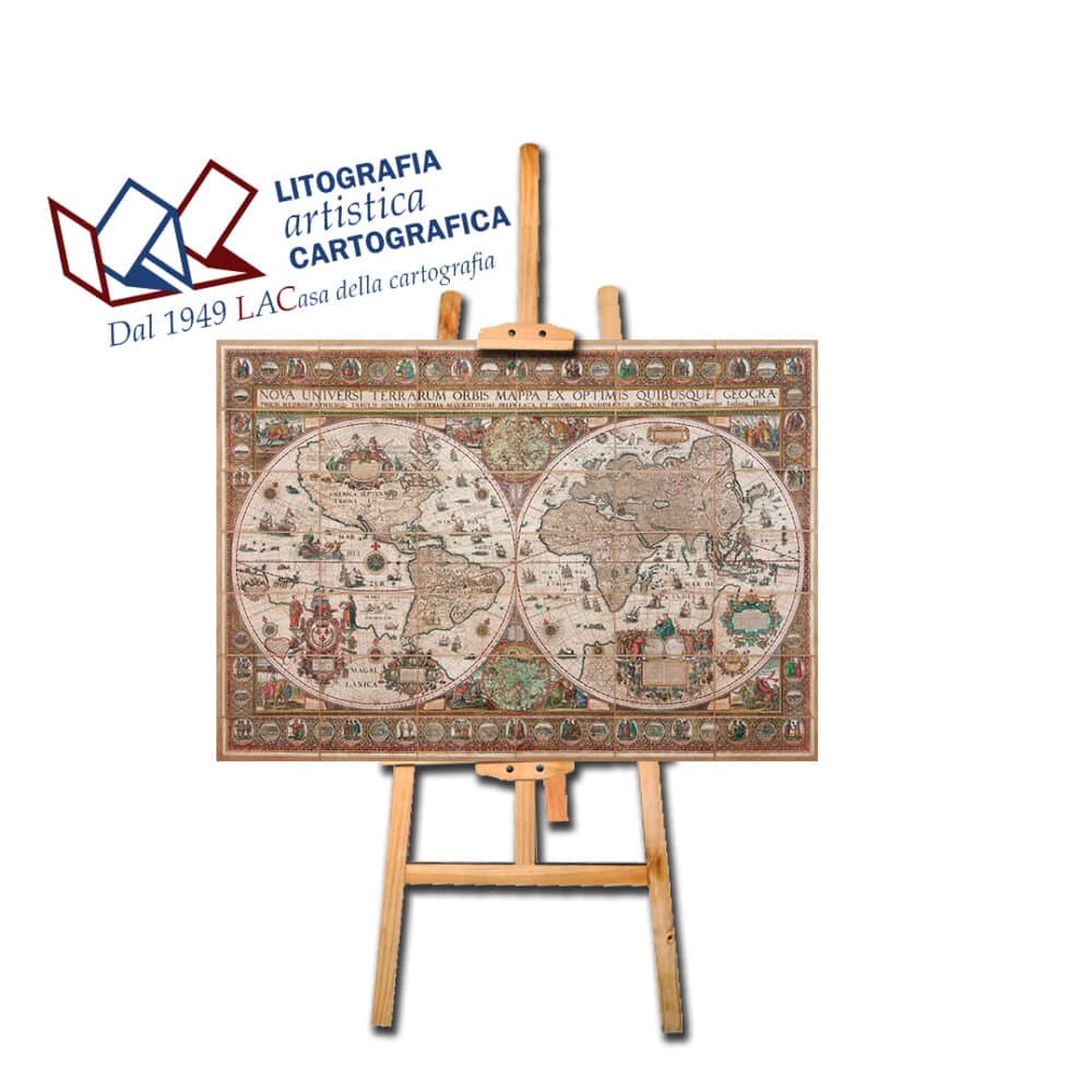 Planisfero Hondius 1624 - Carte antiche 126 x 180 cm