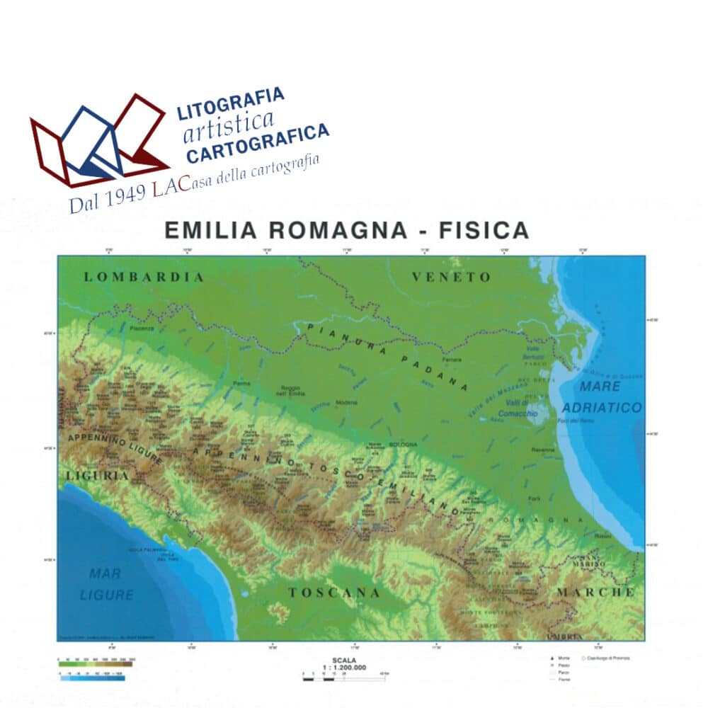 Emilia Romagna - Carte scolastiche murali 100 x 122 cm scala 1:250.000