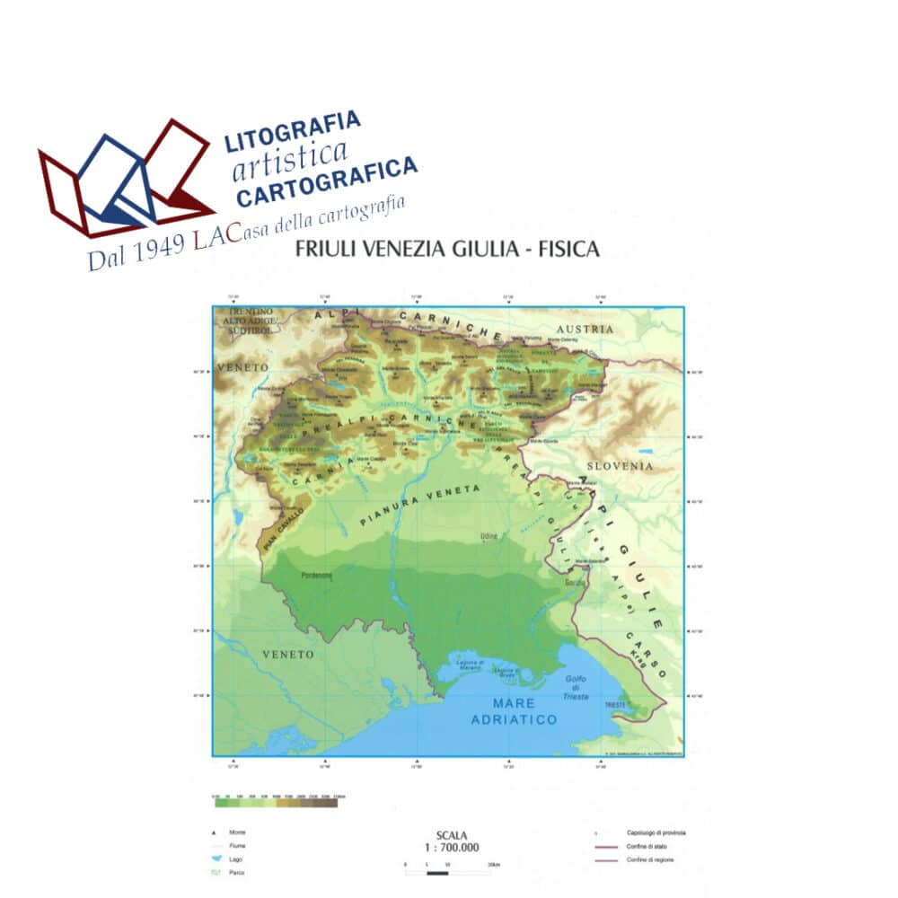 Friuli Venezia Giulia - Carte scolastiche murali 98 x 118 cm scala 1:160.000